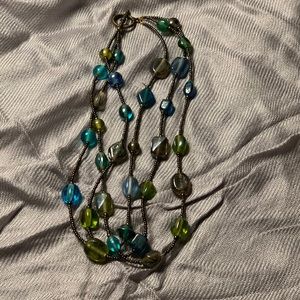 Multi-Color Blue/ Green Glass Bead Necklace